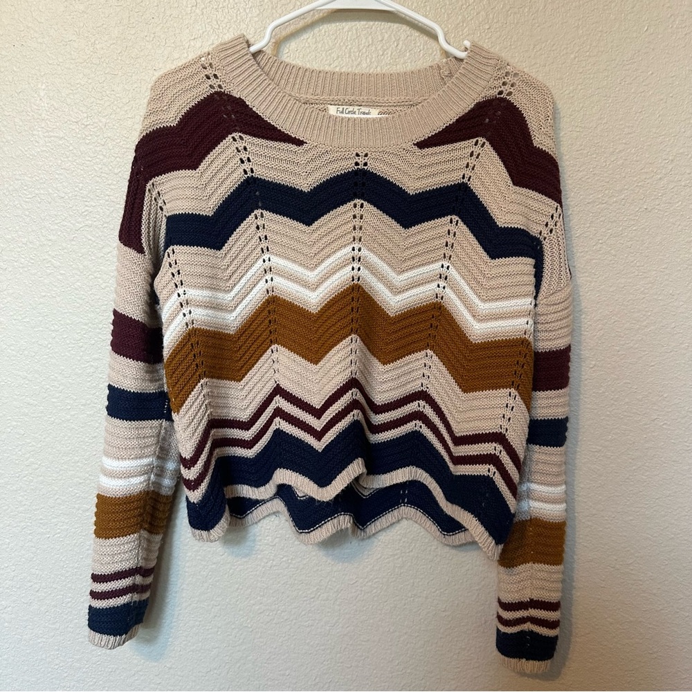 Multicolor Chevron Knit Sweater